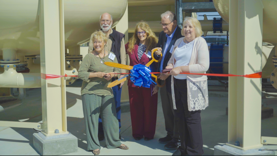Ribbon Cutting with Zone 7 Water board members pictured left to right ( Sarah Palmer, Sandy Figuers, Dawn Benson, Dennis Gambs,President, and Kathy Narum)